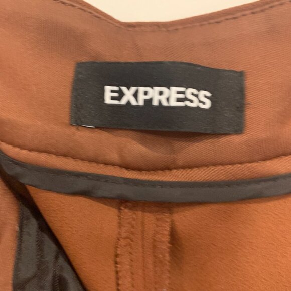 Express High Waisted Rust Tie-Waist Trousers - Picture 4 of 5